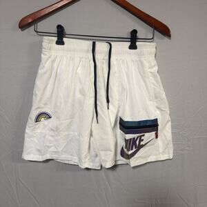 Nike Running Shorts Mens Large White Rainbow Swoosh 2-in-1 Compression